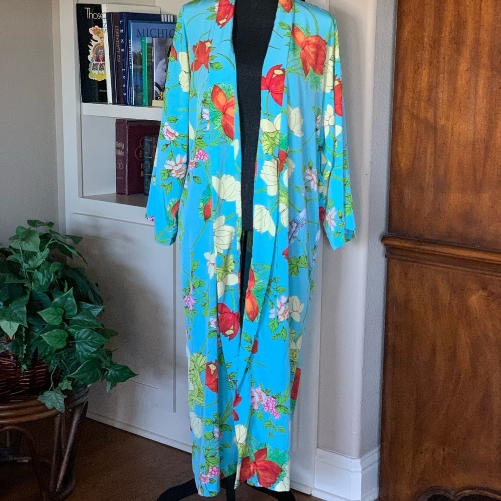 Notations Blue‎ Floral Robe - Picture 5 of 10